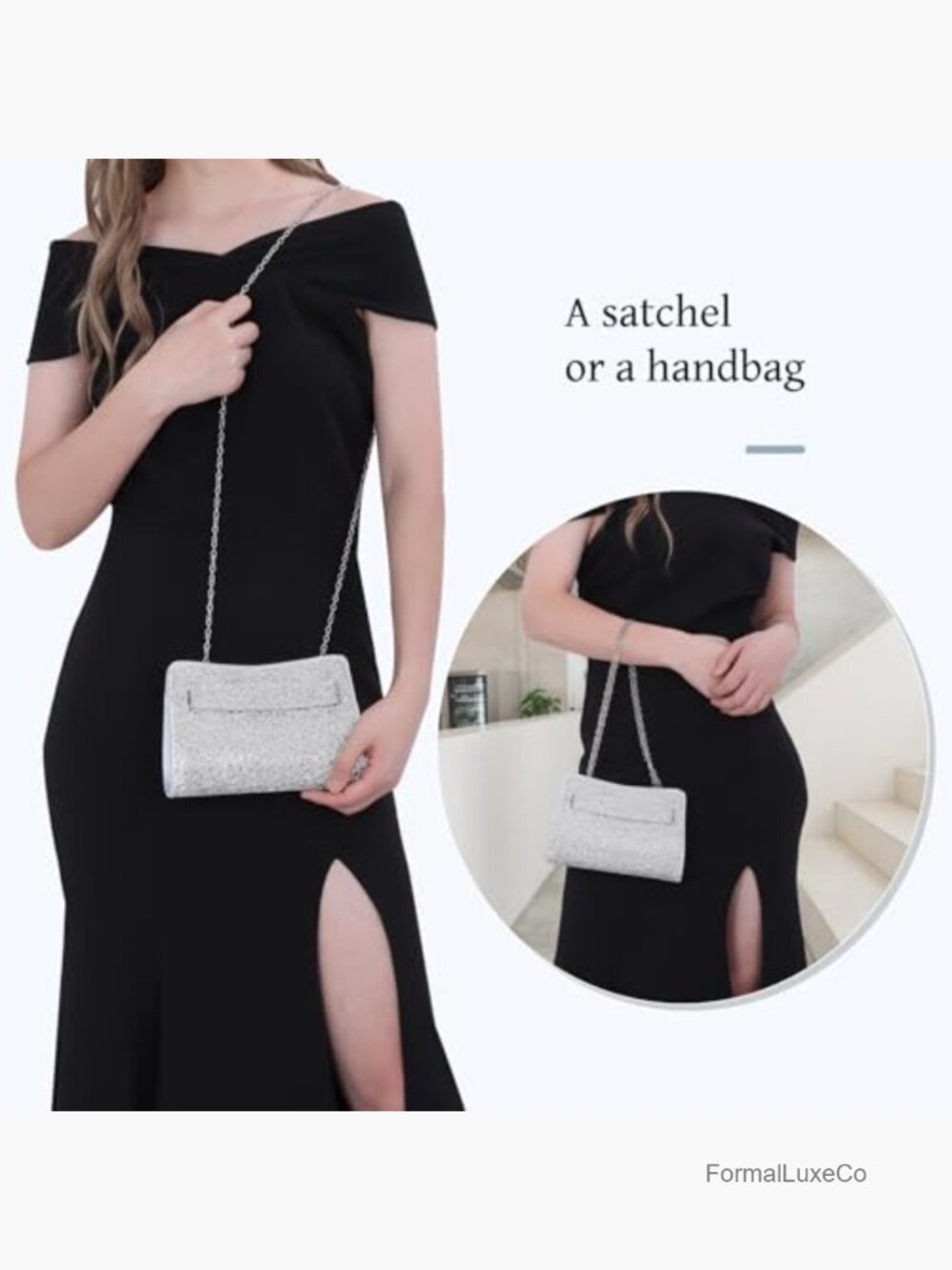 Crystal Rhinestone Evening Clutch Purse for Women with Removable Chain Strap - Picture 6 of 7
